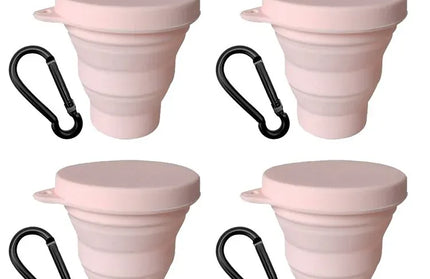 EcoWarra Pink-4Sets 1-20Sets 180ML Folding Cup Mini Retractable Cup Silicone Portable Teacup Outdoor Travel Coffee Telescopic Drinking Mug with Lid