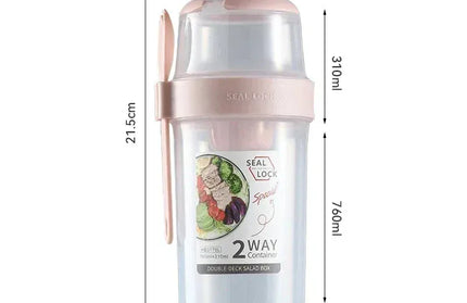 EcoWarra Pink 760ml Portable Fitness Weight Reducing Salad Cup Breakfast Fruit Oat Yogurt Cup Lid Spoon Outdoor Food Storage Picnic Bento Box