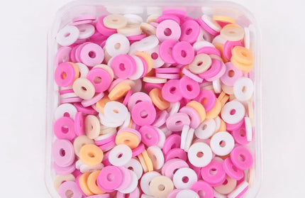 EcoWarra pink beige white / 500Pcs 1box 500Pcs/Box 6mm Recyclable Polymer Clay Disc Loose Charms Beads Boho 34 Colors Wristband Handmade Spacer Beads For Jewelry Making