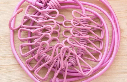 EcoWarra Pink Durable Clothesline Portable Lightweight Windproof Non-Slip 12 Clips Elastic Laundry Drying Outdoor Camping Travel RV Beach Dorm