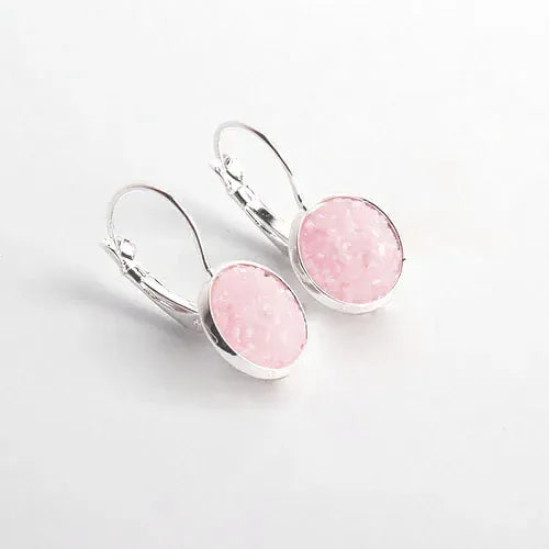 EcoWarra pink earrings Simplee Korean Fashion Earrings with Round Stone for Women Silver Color Hanging Earing 2023 Trend Jewelry K-pop Accessories