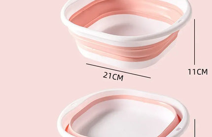 EcoWarra PINK M Folding Washbasin Silicone Portable Basin Foldable Bucket Camping Sink Bath Goods Dorm Room Essential Collapsible Laundry Bowl