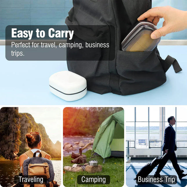 EcoWarra Portable Bathroom Soap Holder Container Box for Shower Black Covered Travel Soap Dish Double Layered Bamboo Storage