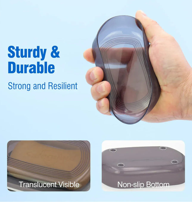 EcoWarra Portable Bathroom Soap Holder Container Box for Shower Black Covered Travel Soap Dish Double Layered Bamboo Storage