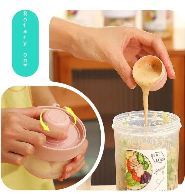 EcoWarra Portable Fitness Weight Reducing Salad Cup Breakfast Fruit Oat Yogurt Cup Lid Spoon Outdoor Food Storage Picnic Bento Box