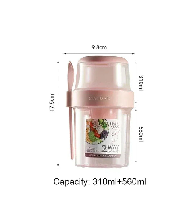 EcoWarra Portable Fitness Weight Reducing Salad Cup Breakfast Fruit Oat Yogurt Cup Lid Spoon Outdoor Food Storage Picnic Bento Box