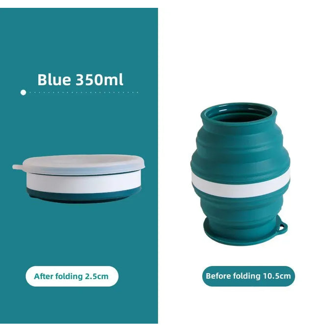 EcoWarra Portable Silicone Foldable Cup With Lanyard Heat Resistant Collapsible Cups Lid Folding Storage Travel Mug For Hot Water