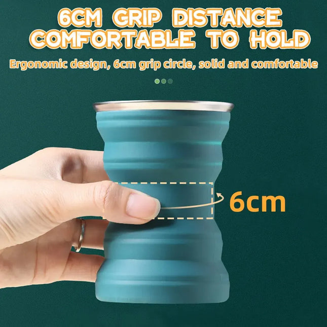 EcoWarra Portable Silicone Foldable Cup With Lanyard Heat Resistant Collapsible Cups Lid Folding Storage Travel Mug For Hot Water