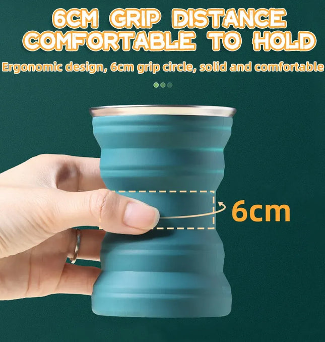 EcoWarra Portable Silicone Foldable Cup With Lanyard Heat Resistant Collapsible Cups Lid Folding Storage Travel Mug For Hot Water