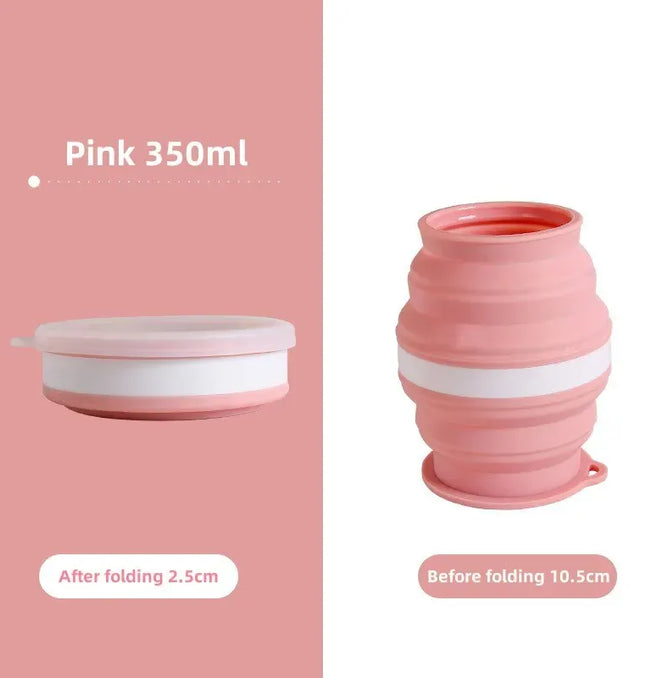 EcoWarra Portable Silicone Foldable Cup With Lanyard Heat Resistant Collapsible Cups Lid Folding Storage Travel Mug For Hot Water