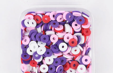 EcoWarra purple white red / 500Pcs 1box 500Pcs/Box 6mm Recyclable Polymer Clay Disc Loose Charms Beads Boho 34 Colors Wristband Handmade Spacer Beads For Jewelry Making