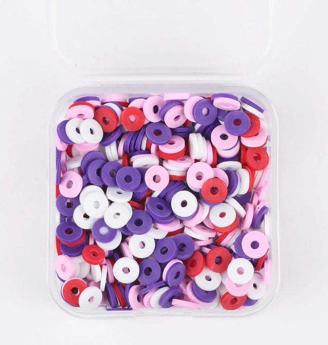 EcoWarra purple white red / 500Pcs 1box 500Pcs/Box 6mm Recyclable Polymer Clay Disc Loose Charms Beads Boho 34 Colors Wristband Handmade Spacer Beads For Jewelry Making