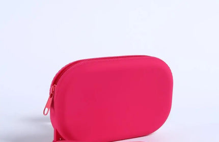 EcoWarra Red-15x9x3cm Portable Silicone Underwear Storage Bag Large Capacity Waterproof Zipper Pouch Desktop Storage Toiletries Bag Lipstick Bags
