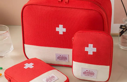 EcoWarra Red-3PCS 4 Sizes Portable Medicine Bag Travel First Aid Kit Medicine Bag Storage Bag Survival Kit Medicine Box Outdoor Emergency Camping
