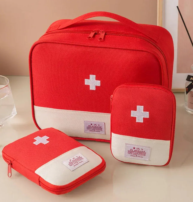 EcoWarra Red-3PCS 4 Sizes Portable Medicine Bag Travel First Aid Kit Medicine Bag Storage Bag Survival Kit Medicine Box Outdoor Emergency Camping