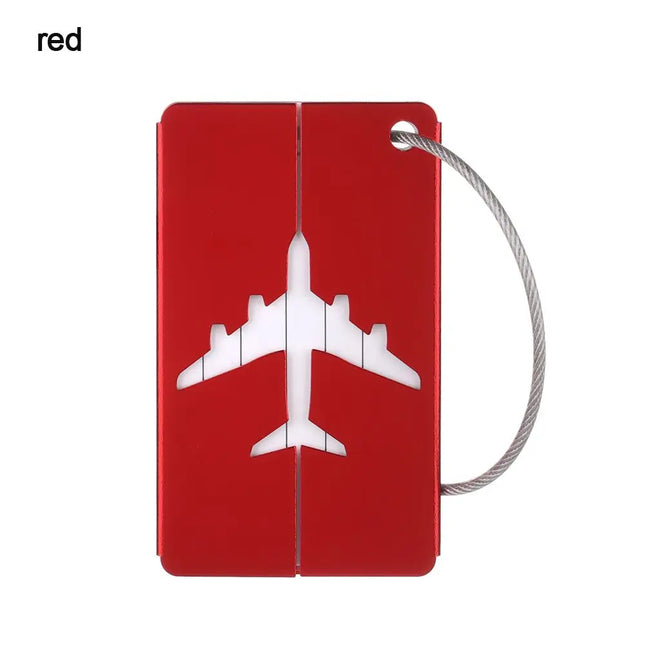 EcoWarra red Aluminium Travel Luggage Tags Reusable Suitcase Baggage Labels Holiday Suitcase Labels Travel Bag ID Plane Identifier With Ropes