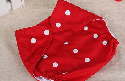 EcoWarra Red Baby Diapers Washable Reusable Nappies Grid Eco Friendly Cotton Baby Cloth Training Pant Cloth Diaper Adjustable Baby Fraldas