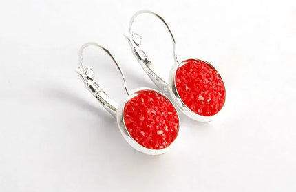 EcoWarra red earrings Simplee Korean Fashion Earrings with Round Stone for Women Silver Color Hanging Earing 2023 Trend Jewelry K-pop Accessories