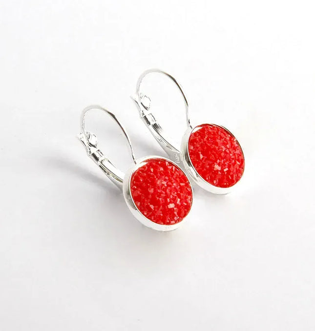 EcoWarra red earrings Simplee Korean Fashion Earrings with Round Stone for Women Silver Color Hanging Earing 2023 Trend Jewelry K-pop Accessories