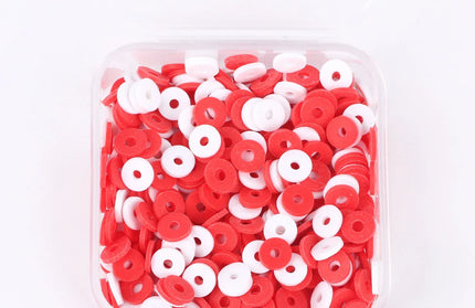 EcoWarra red white / 500Pcs 1box 500Pcs/Box 6mm Recyclable Polymer Clay Disc Loose Charms Beads Boho 34 Colors Wristband Handmade Spacer Beads For Jewelry Making