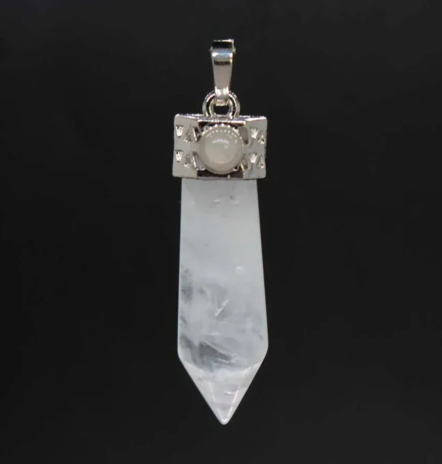 EcoWarra Rock Crystal Natural Amethyst Crystal Hexagonal Stone Pendants For Women Necklace DIY Charm Rose Quartz Lapis Lazuli Agate Pendant Jewellery