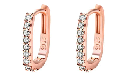 EcoWarra Rose Gold 925 Silver Crystal Circle Hoop Earrings