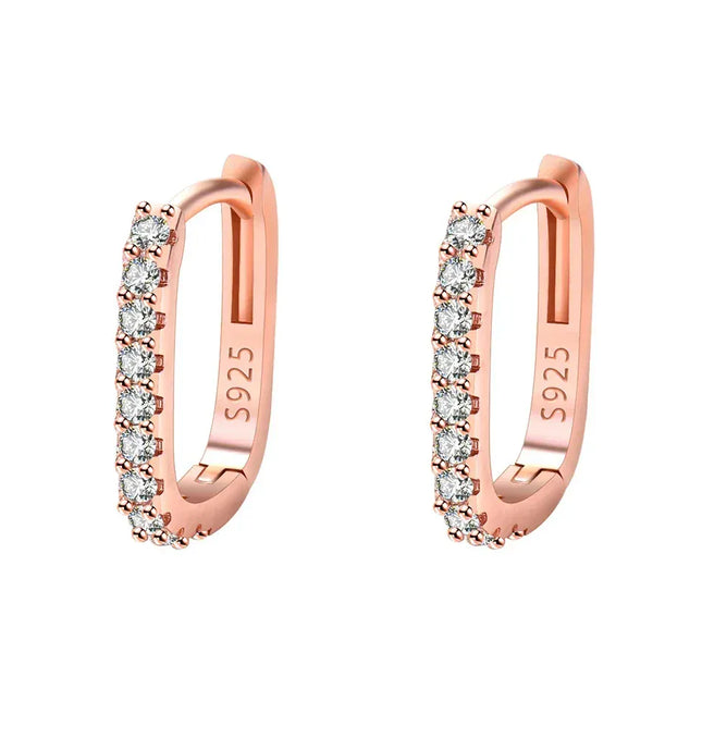 EcoWarra Rose Gold 925 Silver Crystal Circle Hoop Earrings