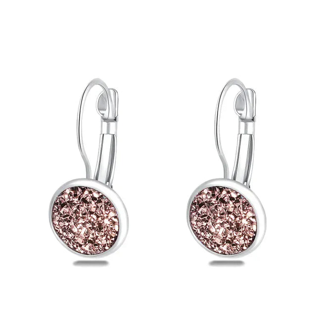 EcoWarra rose gold earrings Simplee Korean Fashion Earrings with Round Stone for Women Silver Color Hanging Earing 2023 Trend Jewelry K-pop Accessories