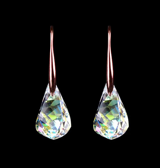 EcoWarra Rose Gold Water Drop Zircon Dangle Earrings