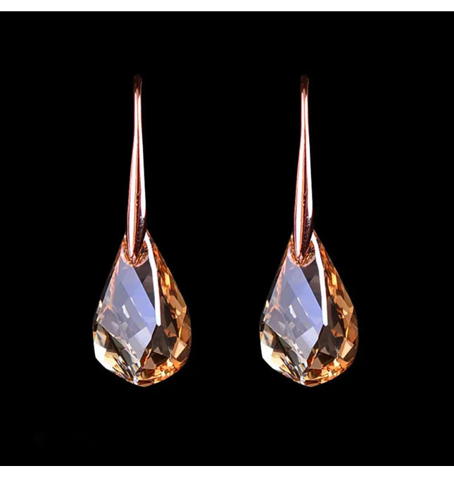 EcoWarra Rose Gold Water Drop Zircon Dangle Earrings