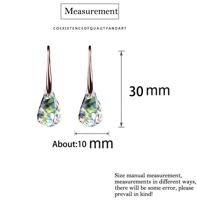 EcoWarra Rose Gold Water Drop Zircon Dangle Earrings