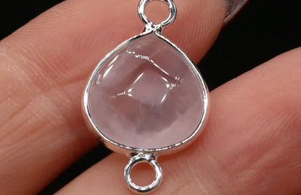 EcoWarra Rose Quartz-Silvery / 23x14mm 2pcs Natural Stone Connectors Fat Water Drop Pendant Charms for DIY Women Men Necklace Bracelets Jewelry Making Accessories