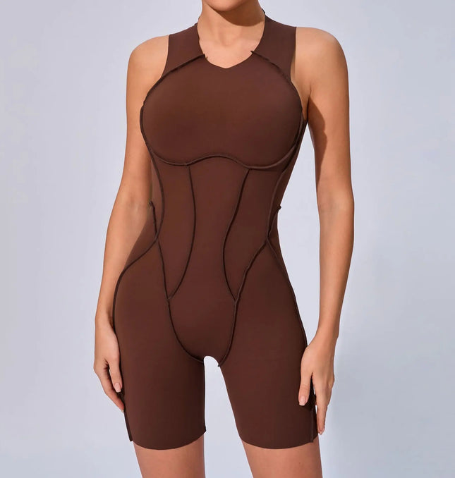 EcoWarra Seamless Yoga Jumpsuits Sports Fitness Splicing Hip-lifting One-Piece Hollow-out Beauty Back Gym Workout Bodysuits for Women