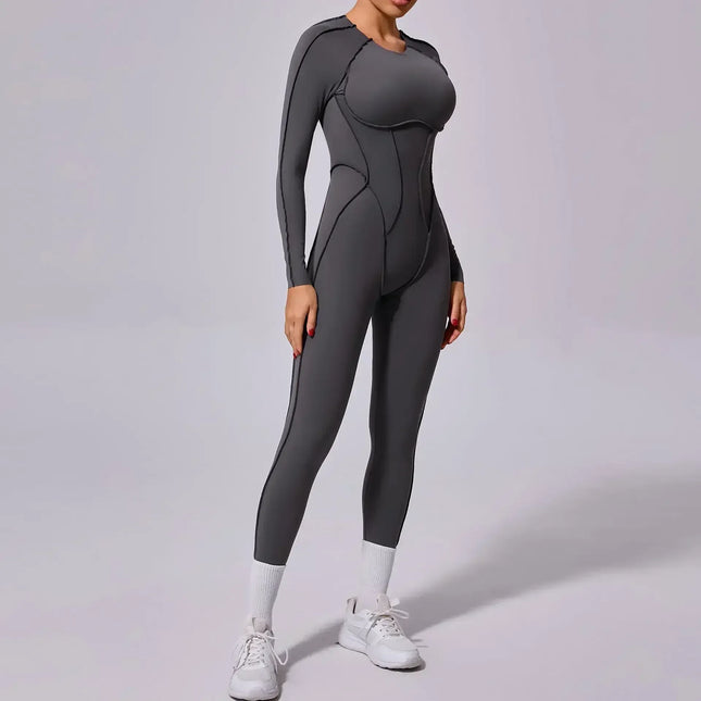 EcoWarra Seamless Yoga Jumpsuits Sports Fitness Splicing Hip-lifting One-Piece Hollow-out Beauty Back Gym Workout Bodysuits for Women