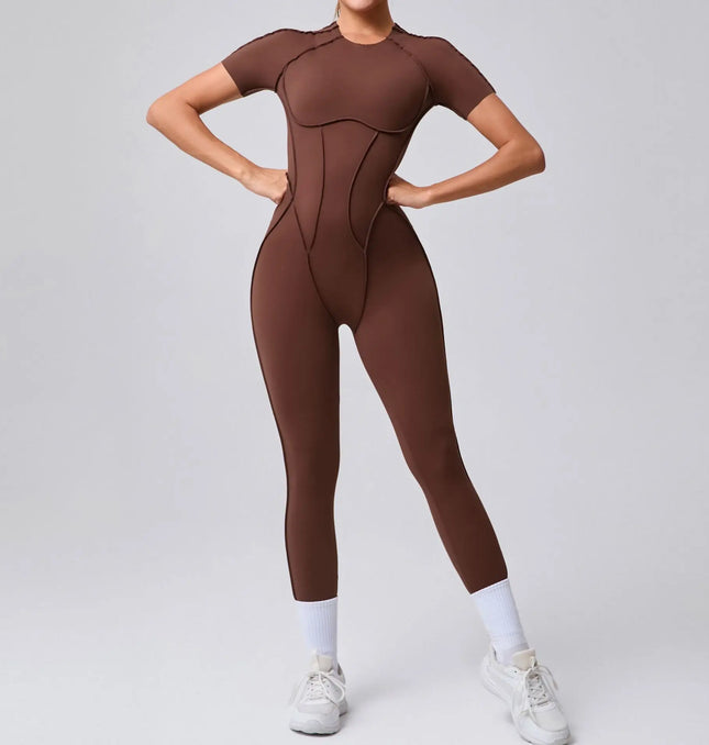 EcoWarra Seamless Yoga Jumpsuits Sports Fitness Splicing Hip-lifting One-Piece Hollow-out Beauty Back Gym Workout Bodysuits for Women