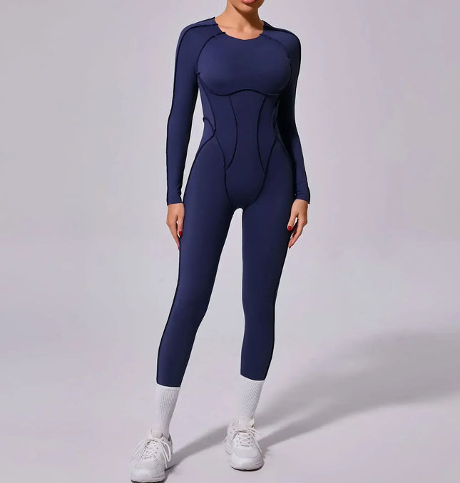 EcoWarra Seamless Yoga Jumpsuits Sports Fitness Splicing Hip-lifting One-Piece Hollow-out Beauty Back Gym Workout Bodysuits for Women