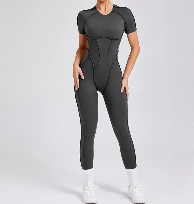 EcoWarra Seamless Yoga Jumpsuits Sports Fitness Splicing Hip-lifting One-Piece Hollow-out Beauty Back Gym Workout Bodysuits for Women