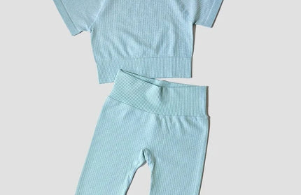 EcoWarra ShirtsShortsBlue / S(45-55KG) Yoga Set Seamless Women's Sportswear Workout Clothes Athletic Wear Gym Legging Fitness Bra Crop Top Long Sleeve Sports Suits