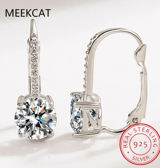 EcoWarra Silver 18K Gold 2-Carat Moissanite Hoop Earrings – 8mm Lab Diamond Huggies in 925 Sterling Silver