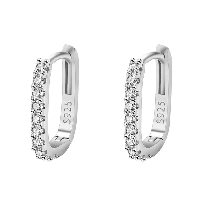 EcoWarra Silver 925 Silver Crystal Circle Hoop Earrings