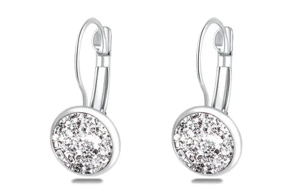 EcoWarra silver earrings Simplee Korean Fashion Earrings with Round Stone for Women Silver Color Hanging Earing 2023 Trend Jewelry K-pop Accessories
