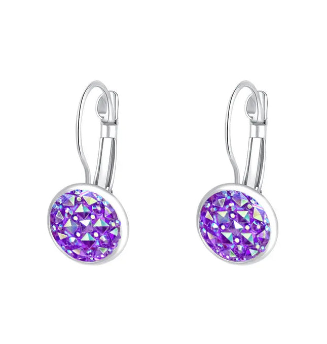 EcoWarra Simplee Korean Fashion Earrings with Round Stone for Women Silver Color Hanging Earing 2023 Trend Jewelry K-pop Accessories