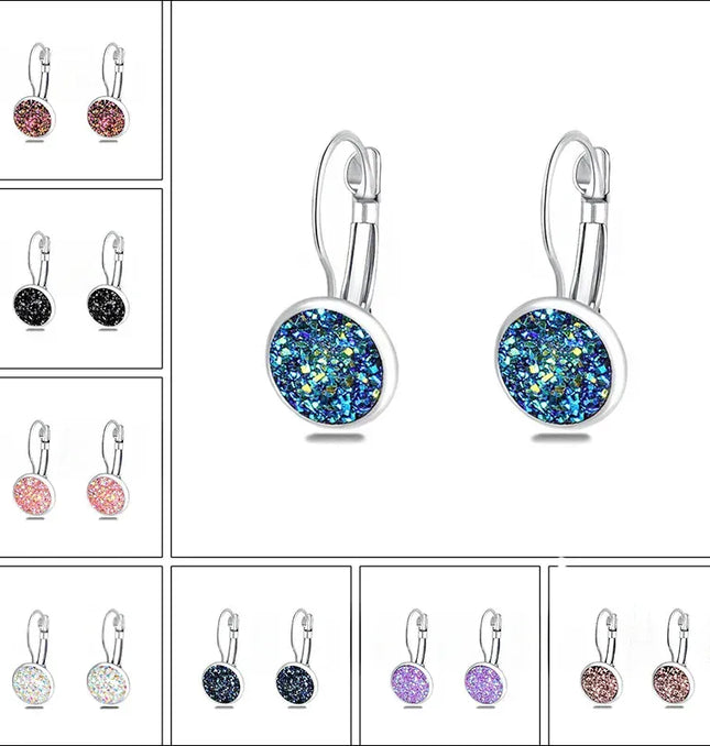 EcoWarra Simplee Korean Fashion Earrings with Round Stone for Women Silver Color Hanging Earing 2023 Trend Jewelry K-pop Accessories
