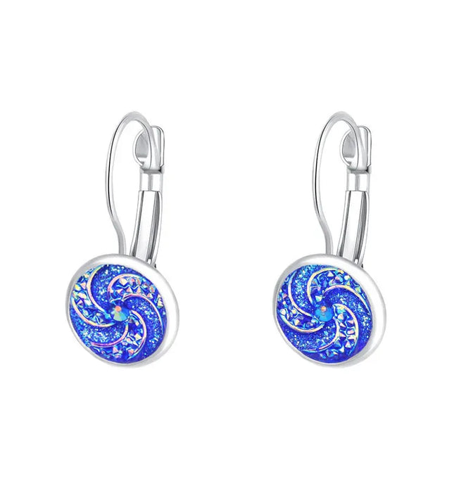 EcoWarra Simplee Korean Fashion Earrings with Round Stone for Women Silver Color Hanging Earing 2023 Trend Jewelry K-pop Accessories