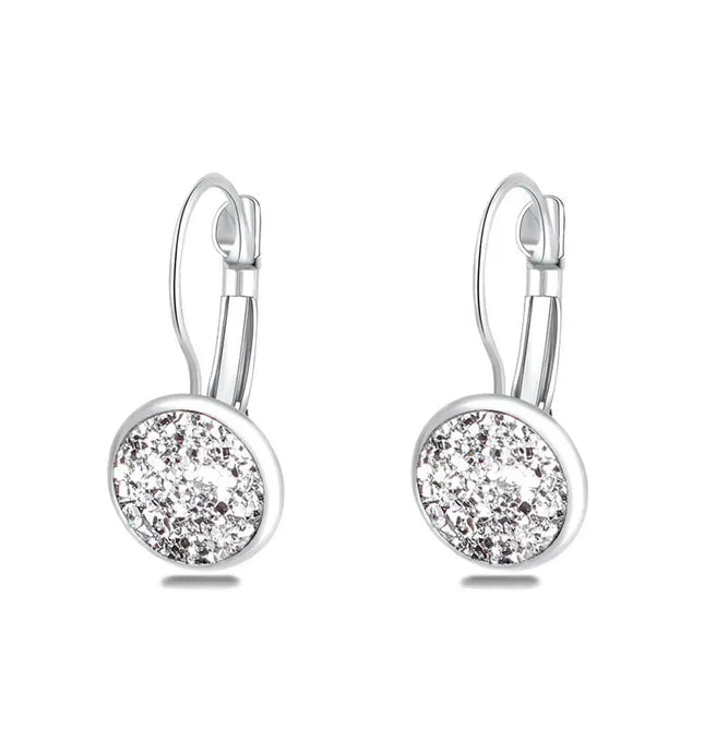 EcoWarra Simplee Korean Fashion Earrings with Round Stone for Women Silver Color Hanging Earing 2023 Trend Jewelry K-pop Accessories