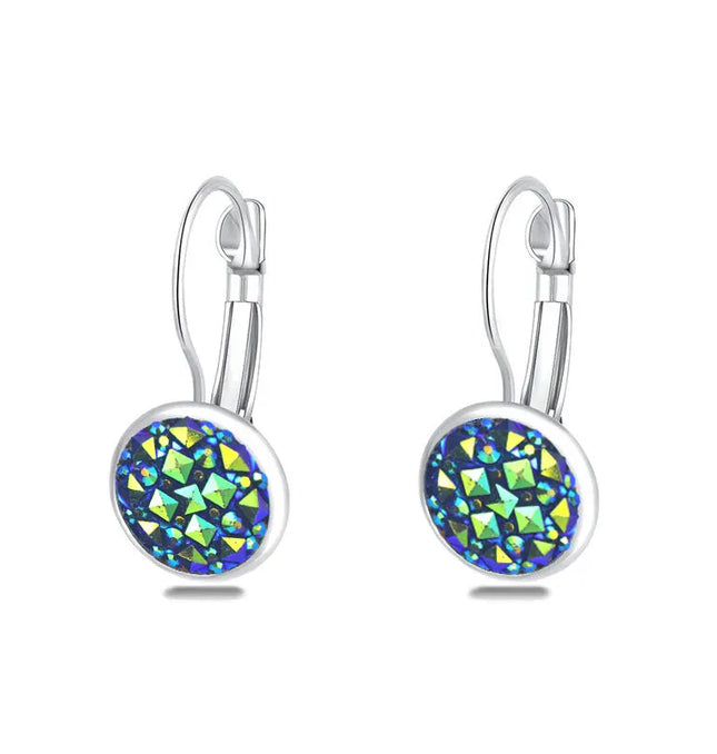 EcoWarra Simplee Korean Fashion Earrings with Round Stone for Women Silver Color Hanging Earing 2023 Trend Jewelry K-pop Accessories