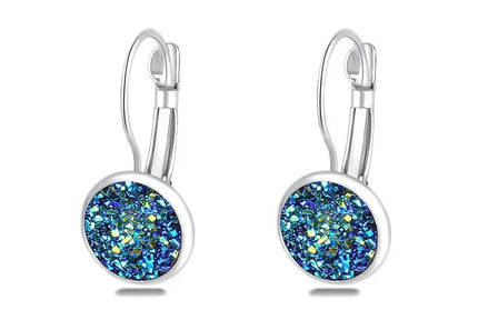 EcoWarra Simplee Korean Fashion Earrings with Round Stone for Women Silver Color Hanging Earing 2023 Trend Jewelry K-pop Accessories