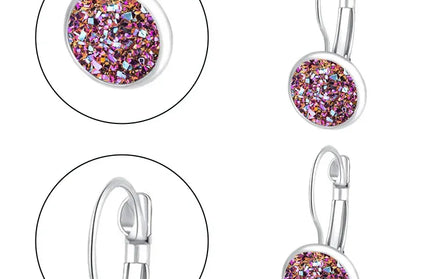 EcoWarra Simplee Korean Fashion Earrings with Round Stone for Women Silver Color Hanging Earing 2023 Trend Jewelry K-pop Accessories