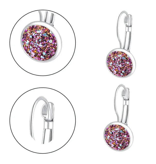 EcoWarra Simplee Korean Fashion Earrings with Round Stone for Women Silver Color Hanging Earing 2023 Trend Jewelry K-pop Accessories