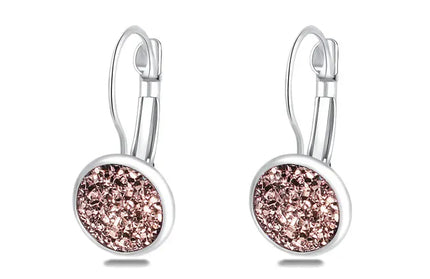 EcoWarra Simplee Korean Fashion Earrings with Round Stone for Women Silver Color Hanging Earing 2023 Trend Jewelry K-pop Accessories